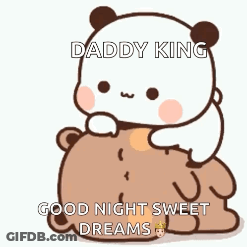 Panda Sitting On Brown Bear Saying Good Night GIF