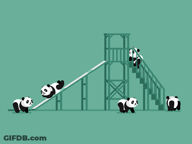 Panda Slide Cute Cartoon GIF