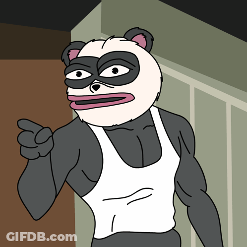 Panda Wearing White Tank Top Pointing GIF