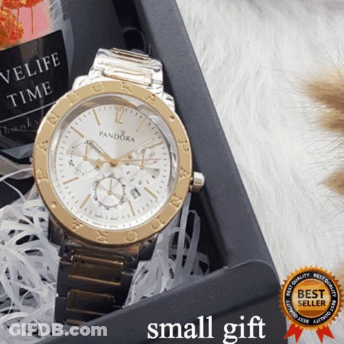 Pandora Watch In Black Box GIF