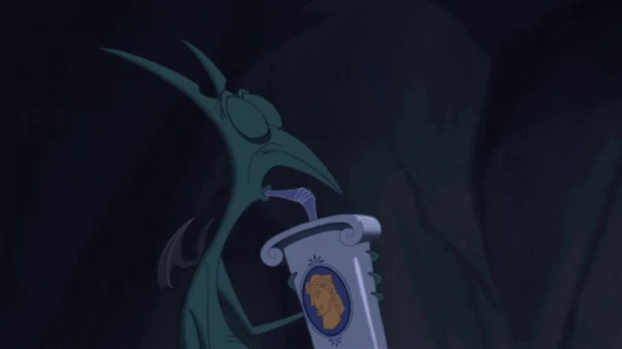 Panic Drinking Hercules' Beverage GIF