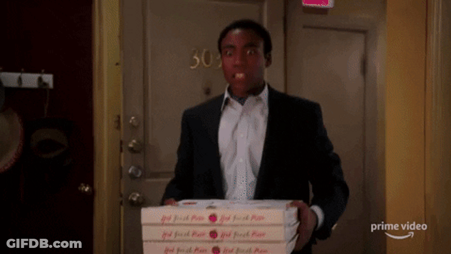 Panic Fire Pizza Delivery Donald Glover Community GIF