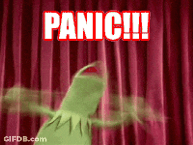 Panic Reaction Animated Text Kermit The Frog GIF