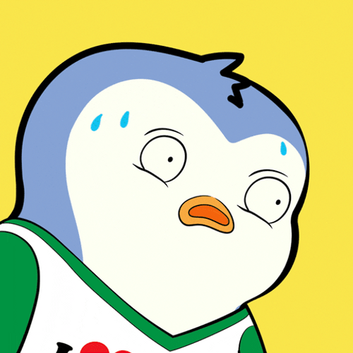 Panic Scared Sweating Animated Pudgy Penguin GIF