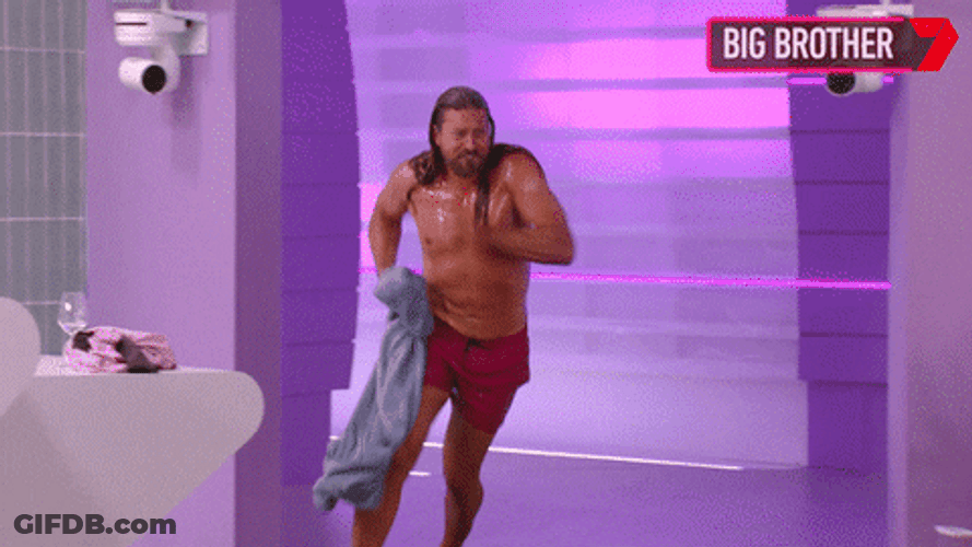 Panic Shower Run Big Brother Australia GIF