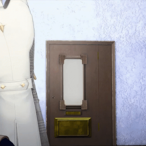 Panicking Cartoon Man Rushes To The Door GIF