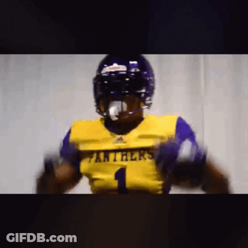 Panthers Football Player In Yellow Jersey GIF