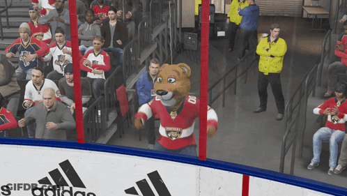 Panthers Mascot In Front Of Crowd GIF