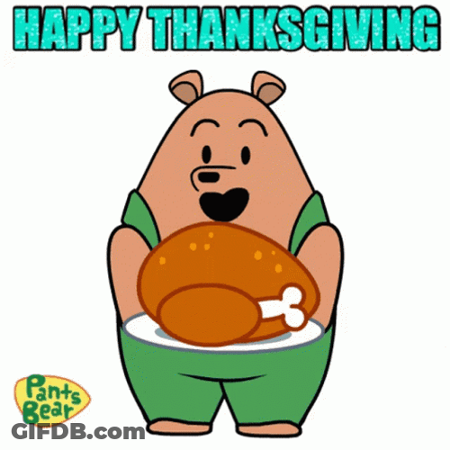 Pants And Bear Offering Animated Thanksgiving GIF