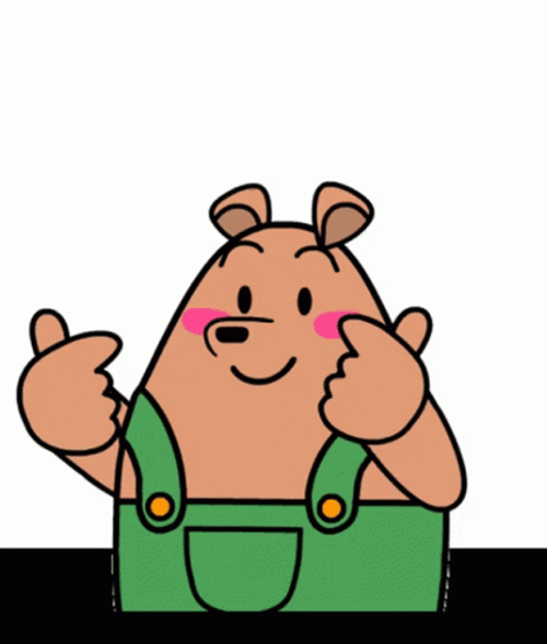 Pants Bear Finger Heart Wink Cartoon Love GIF