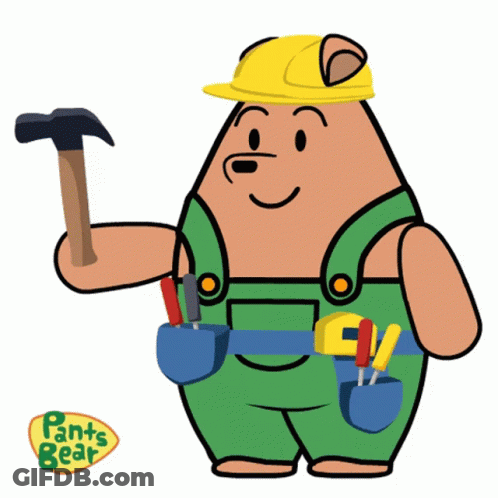 Pants Bear Holding Hammer And Tools GIF