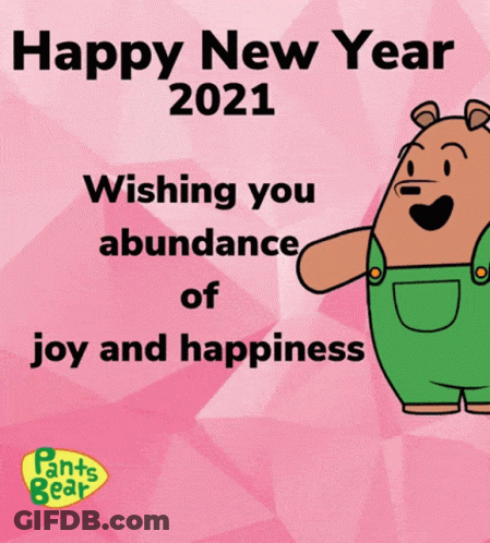 Pants Bear Wishing You Abundance Of Joy And Happiness On A Pink Background GIF