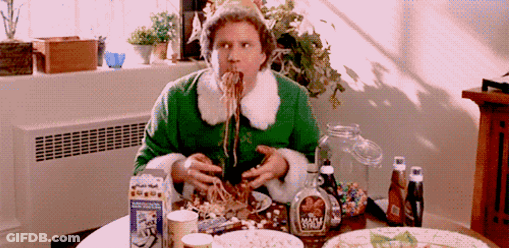 Papa Elf Over Eating GIF