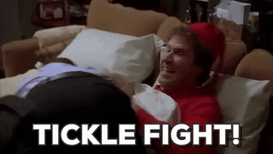 Papa Elf Tickle Fight GIF