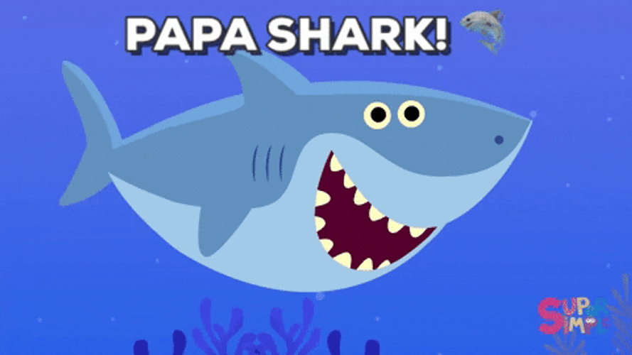 Papa Shark Happy Smiling Swimming GIF