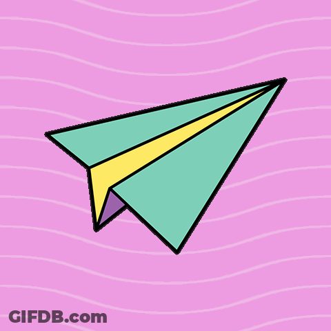 Paper Airplane With Yellow Stripe GIF