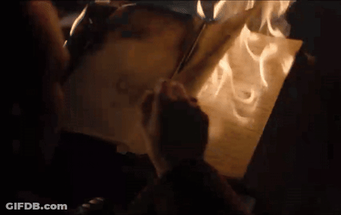 Paper Burning In Fireplace GIF