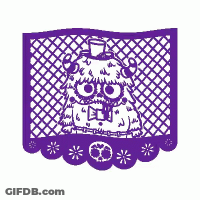 Paper Cut Out Monster With Top Hat And Bow Tie GIF