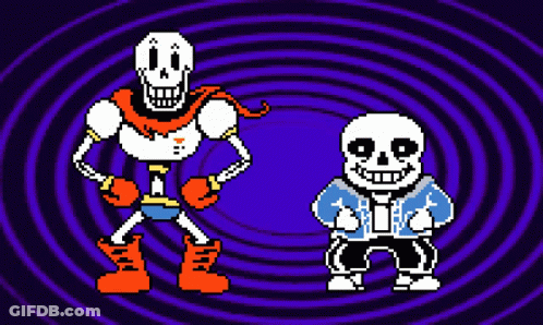 Papyrus And Sans Are Standing Next To Each Other On A Green Background . GIF