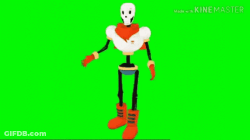 Papyrus From Undertale Is Dancing On A Green Screen In A Video . GIF