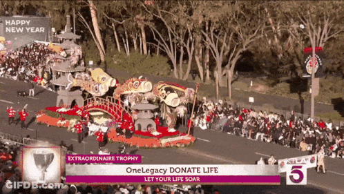 Parade With Trophy Saying Onelegacy Donate Life GIF