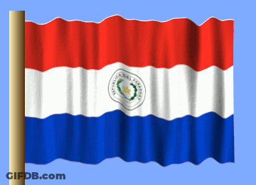 Paraguay Flag Waving In Blue Sky GIF