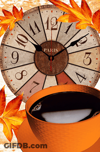 Paris Clock With Coffee Cup GIF