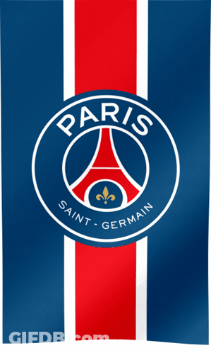 Paris Saint Germain Logo On Striped Background GIF