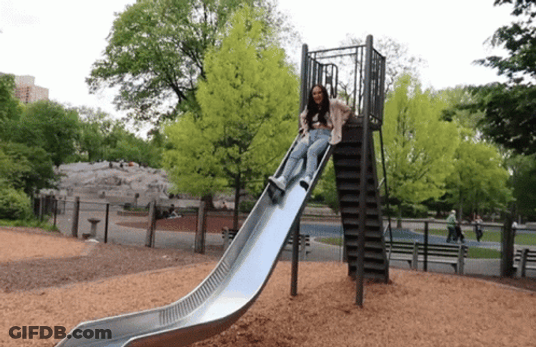 Park Woman Slide Playground GIF