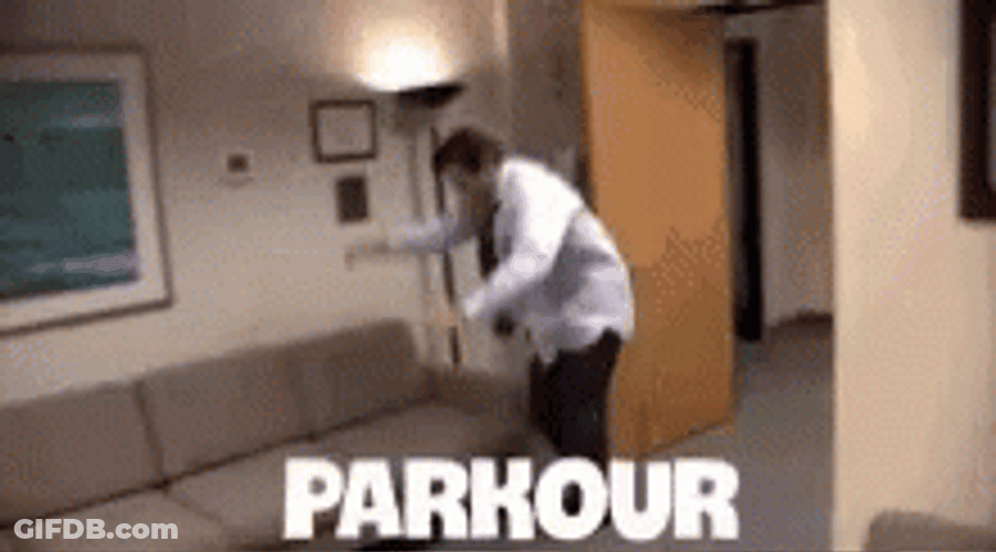 Parkour Scene With Colleagues GIF