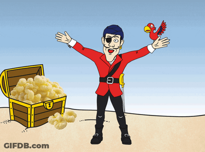 Parrot Flying Behind Waving Pirate GIF