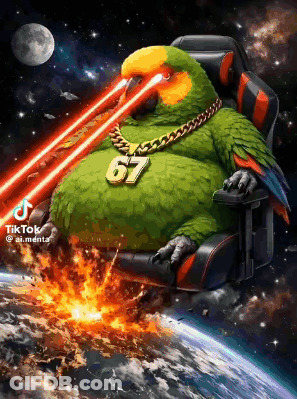 Parrot In Chair With Chain Number 67 GIF