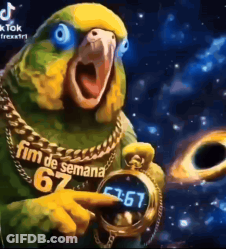 Parrot With Chain Holding Pocket Watch And Pointing GIF