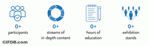 Participants, In-Depth Content Streams, And Exhibition Stands Graphic GIF