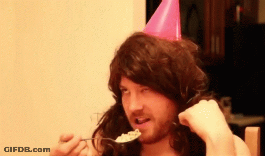 Party Hat Man Funny Eating GIF