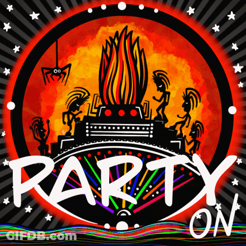 Party Poster With Fire Background GIF