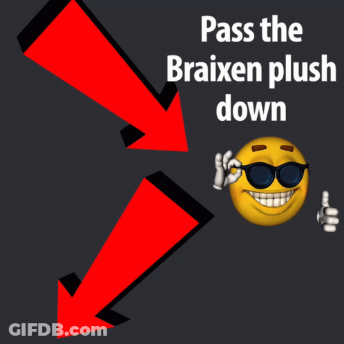 Pass The Braixen Plush Down Poster With Yellow Smiley GIF