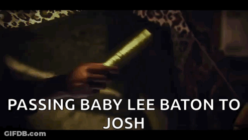 Passing Baby Lee Baton To Josh GIF