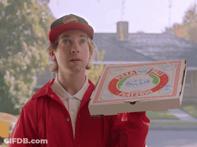 Passing Out Pizza Delivery Guy GIF