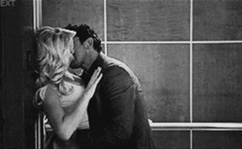 Passionate Couple Hot Kiss In The Comfort Room GIF