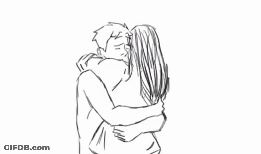 Passionate Hugging Of Animated Couple GIF