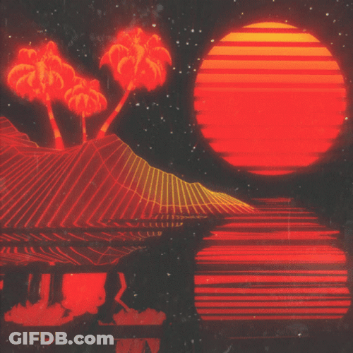 Pastel Orange Aesthetic Retrowave Moon GIF