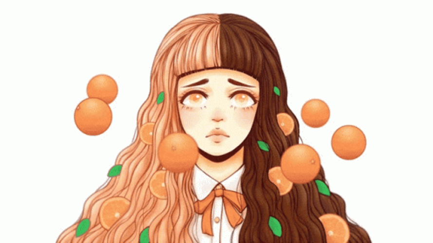 Pastel Orange Sad Anime Girl Aesthetic GIF