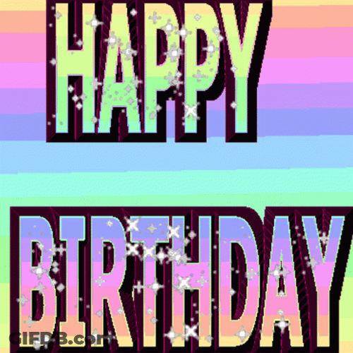 Pastel Rainbow Glitter Happy Birthday GIF