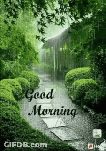 Path In Rain Saying Good Morning GIF