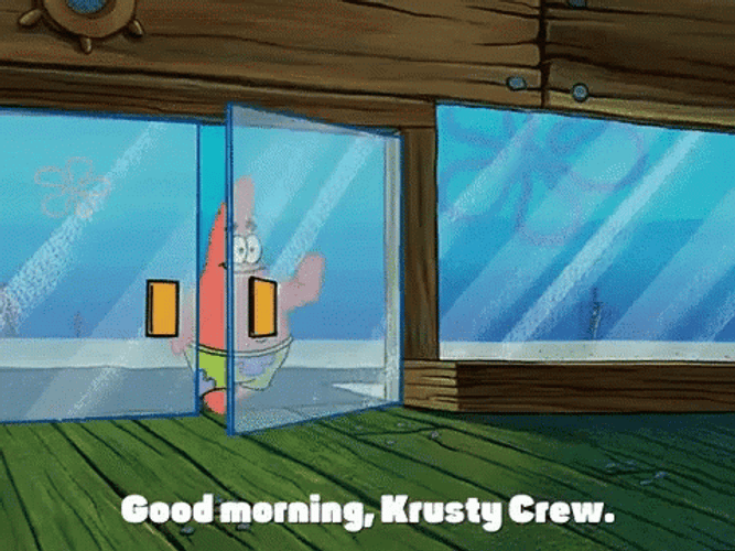 Patrcik Star Open Door Good Morning Team GIF
