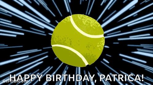 Patricia Birthday Card With Tennis Ball GIF
