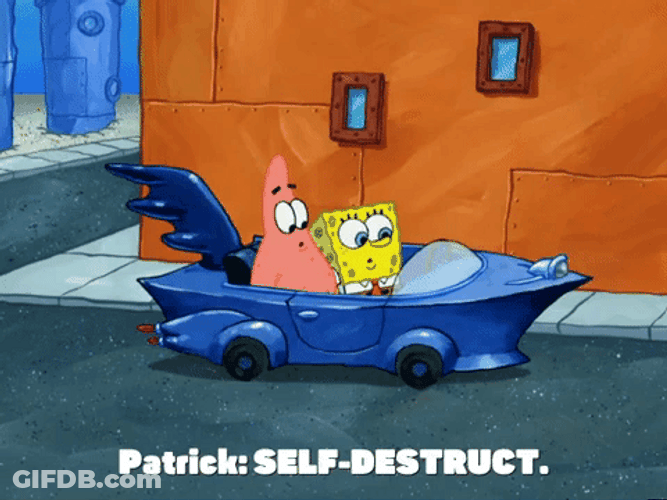Patrick And Sponge Bobs Car Goes Self Destruct GIF