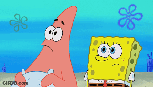 Patrick And Spongebob Are Standing Next To Each Other GIF