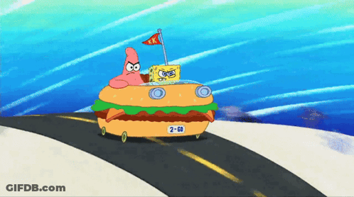 Patrick And SpongeBob Driving Hamburger Car 2-68 GIF